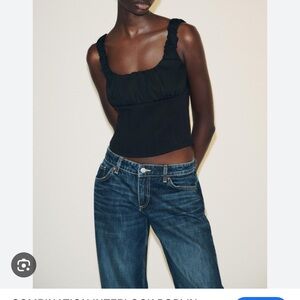 Zara Black poplin top